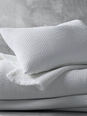 Matouk Selah White King Coverlet + 3 Matching Euro Shams